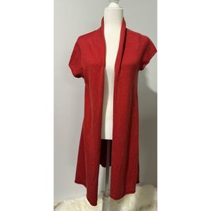 Eileen Fisher long silk cashmere blend cardigan short  sleeve M